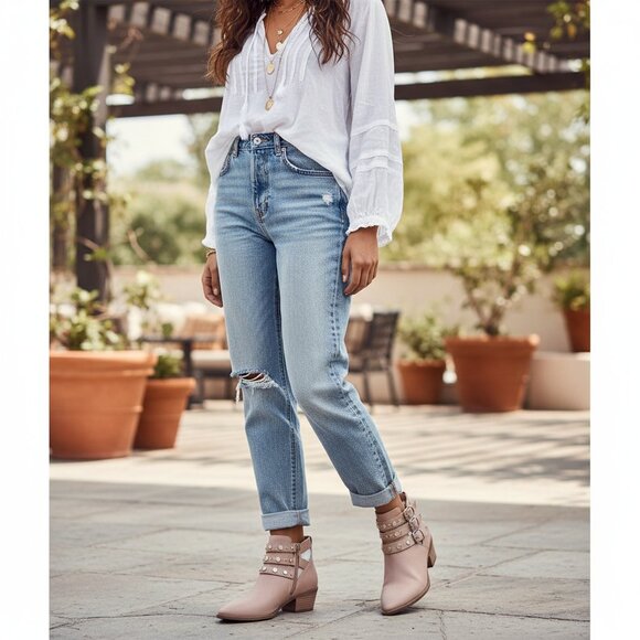 Circus by Sam Edelman Henna Taupe Rose Faux Leather Studded Ankle Boots NIB - Picture 1 of 9